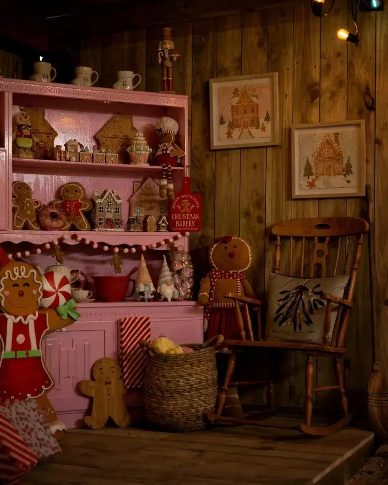 Mrs Clauses Mrs Claus in gingerbread kitchen at Monk Park Farm Christmas event